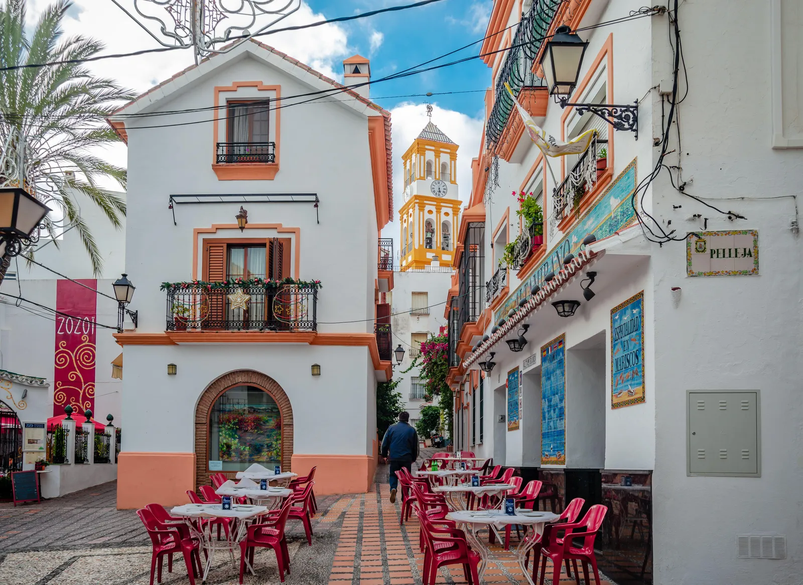 Charming narrow streets and white houses in Marbella Old Town Casco Antiguo