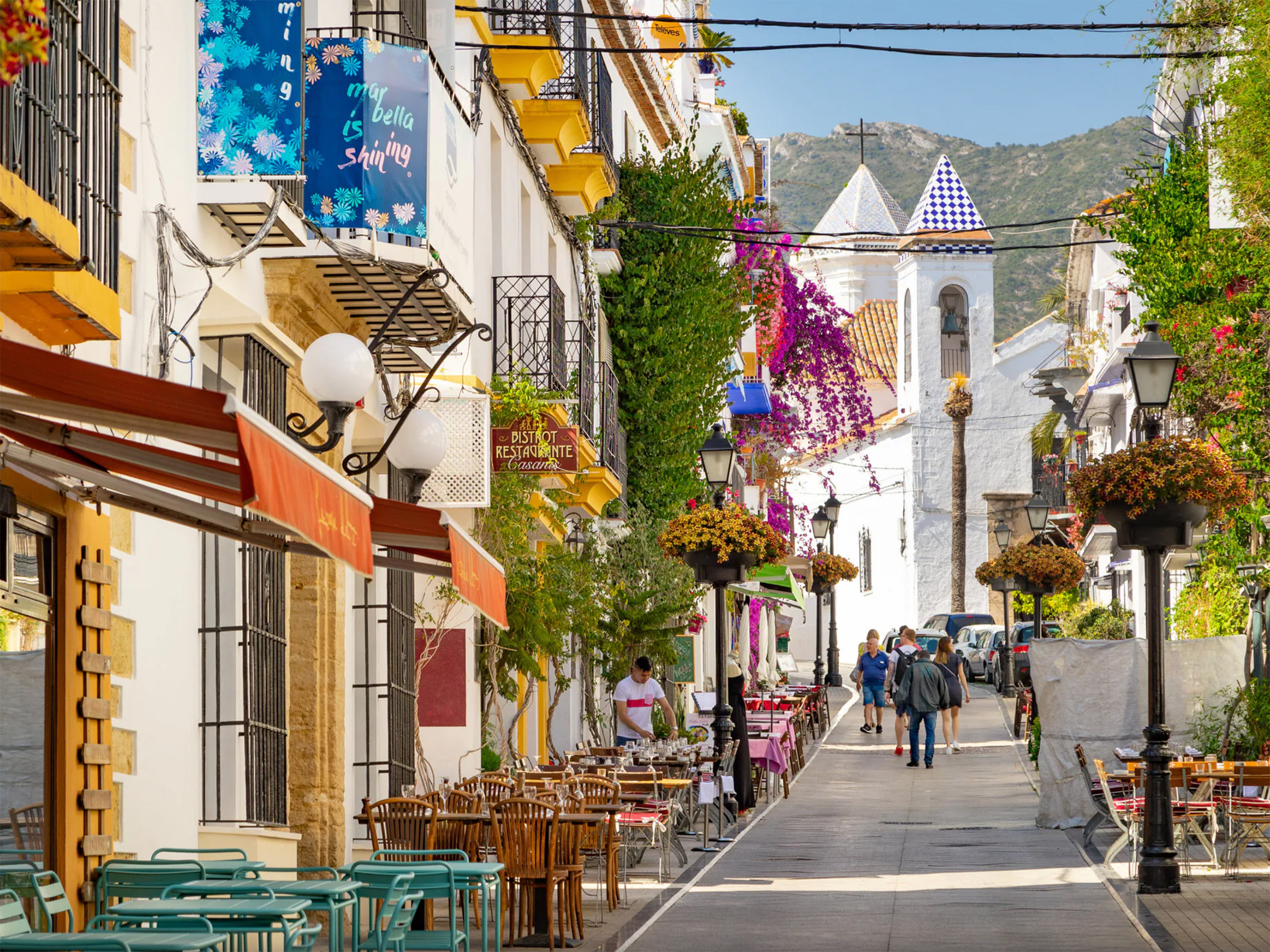 Marbella Old Town cobbled street and whitewashed facades